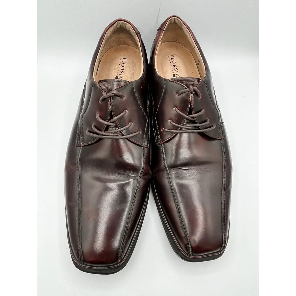 Florsheim Men 14105-200 Burgundy Leather Bicycle Toe Oxford Shoes Sz 9 EEE Wide